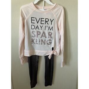 Sparkle Glitter Raglan Long Sleeve Top Leggings Pants 2 Pc Set Size M 10